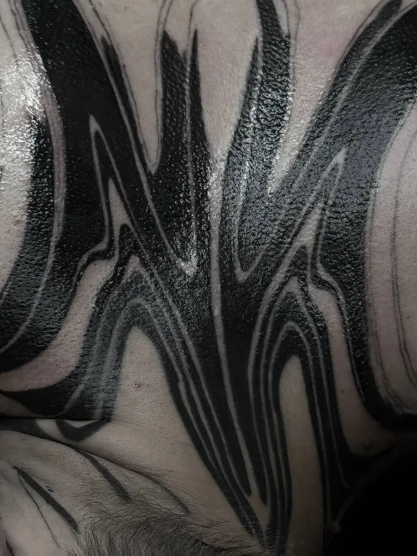 male black abstract 纹身 在 neck #102283 | 纹身师 BENUATATTOO