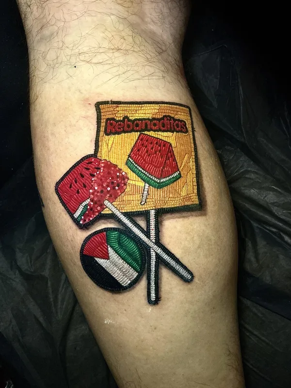 male color patch Tatuaggio su calf #102380 | Tatuatore Rafaela Herrera Art