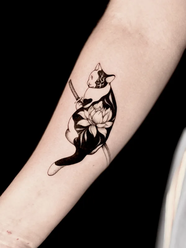 female blackandgrey blackwork 纹身 在 forearm #103444 | 纹身师 Valeria Radchenko