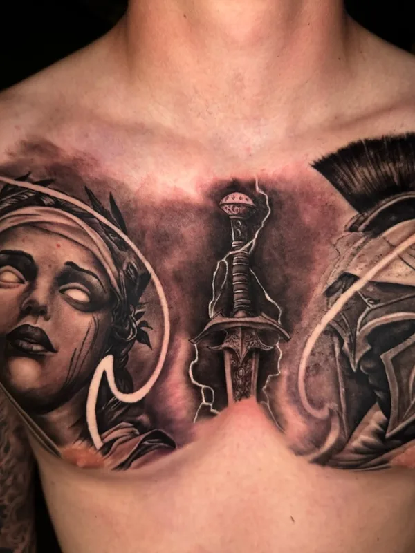 male blackandgrey realism tatuaje en breast #104088 | Tatuador M Tattoo Ink