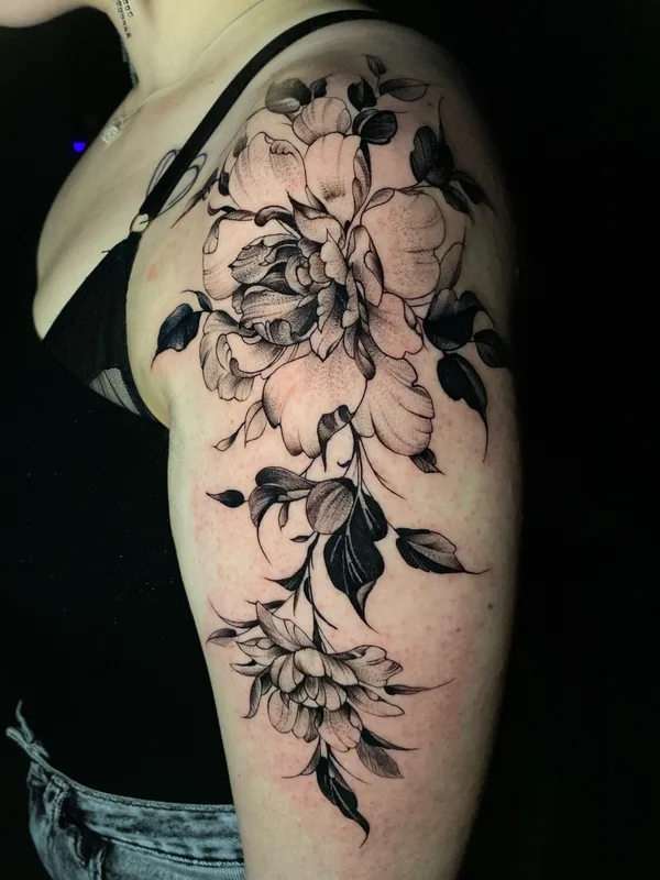 female black graphic 纹身 在 arm #104249 | 纹身师 Евгений Колодкин