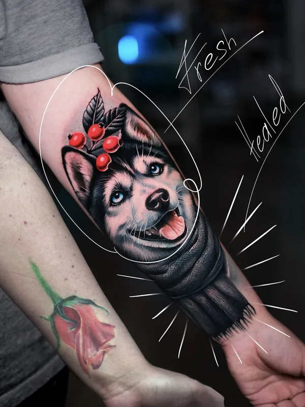 female blackandgrey coverup tattoo auf forearm #104387 | Tätowierer Armash