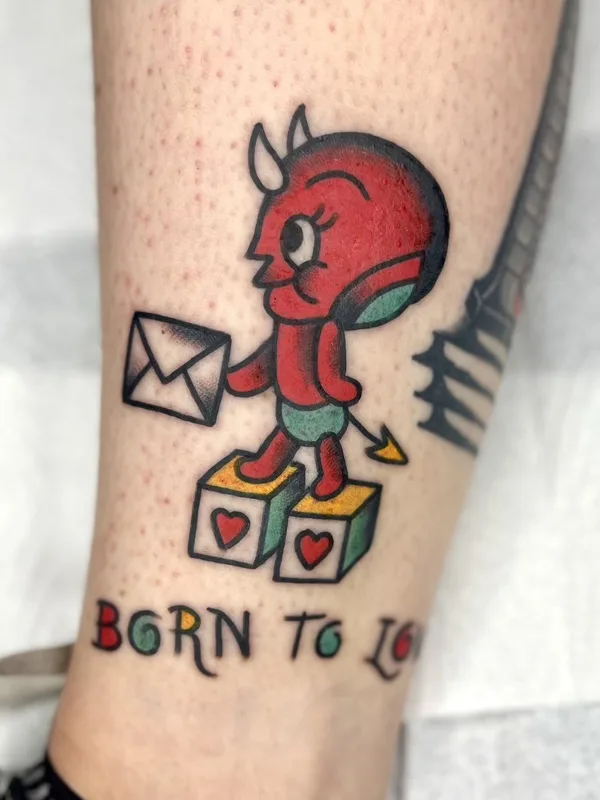 color traditional татуировка на calf #130532 | Тату мастер Abra Tattoo