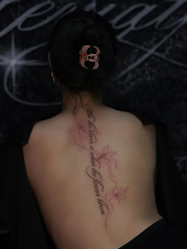 female black calligraphy татуировка на back #105686 | Тату мастер Анна Дубровина