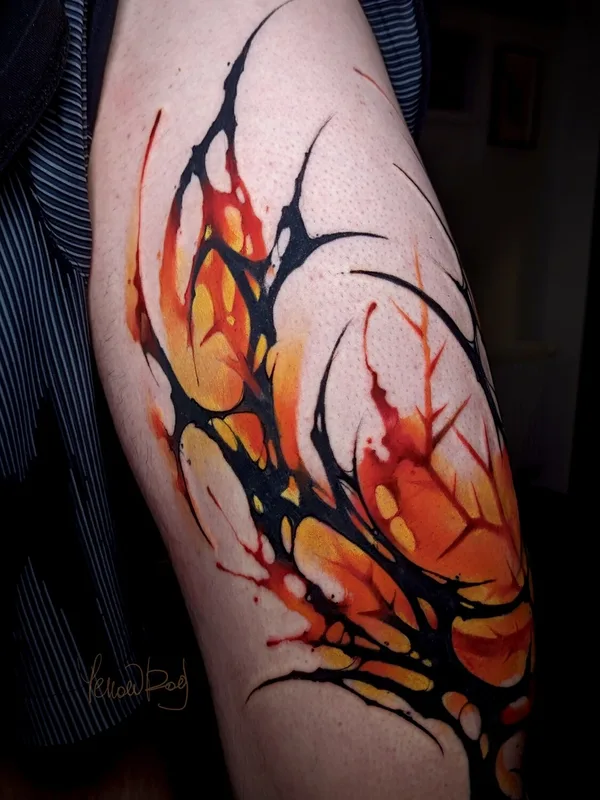 male color abstract tattoo on thigh #92676 | Tattoo Artist Антон Ковригин (Yellow Dog)