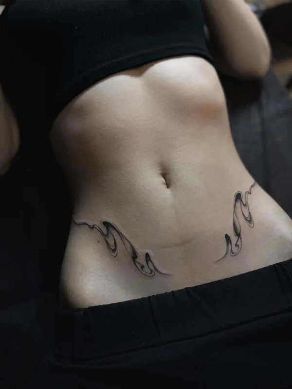 female black and grey abstract 타투 부위 stomach #130371 | 타투이스트 AVEEVA