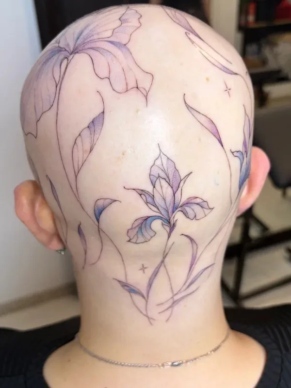 color fineline 타투 부위 back of neck #130374 | 타투이스트 AVEEVA
