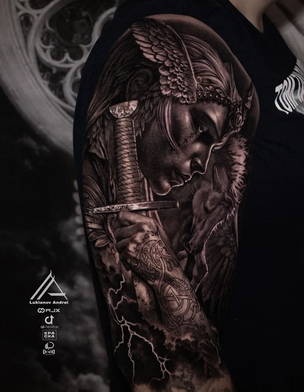 Realism Warrior, Sword tattoo on Full Sleeve