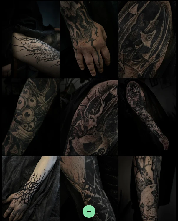 Блэкворк Eyes, Branches tattoo на Full arm