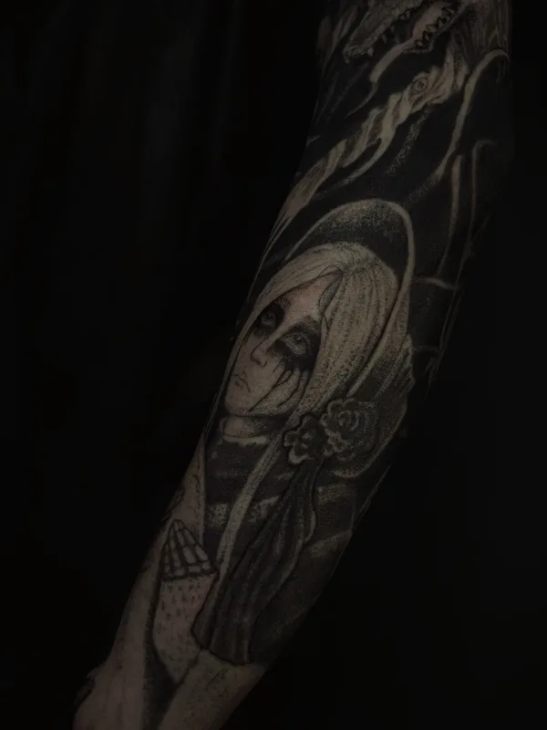 male blackandgrey татуировка на sleeve #102874 | Тату мастер Anastasia Foga
