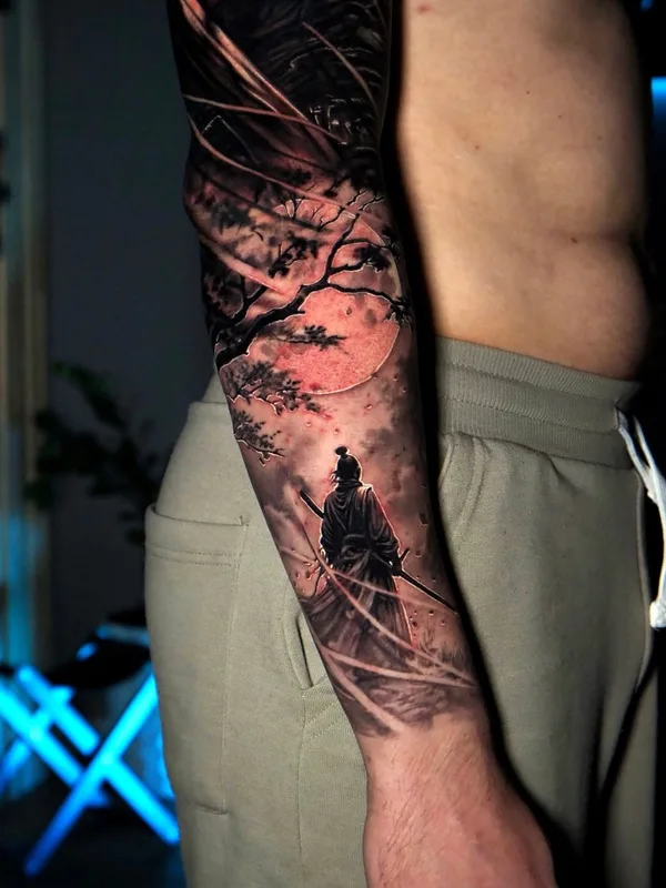 male color realism tatouage sur full sleeve #130309 | Artiste tatoueur Arseniy Karenin
