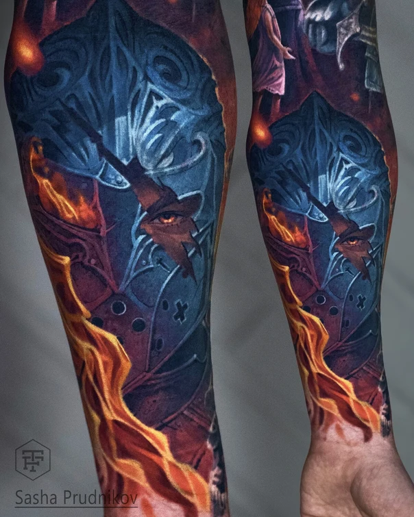Иллюстративная Fantasy, Fire tattoo на Полный рукав