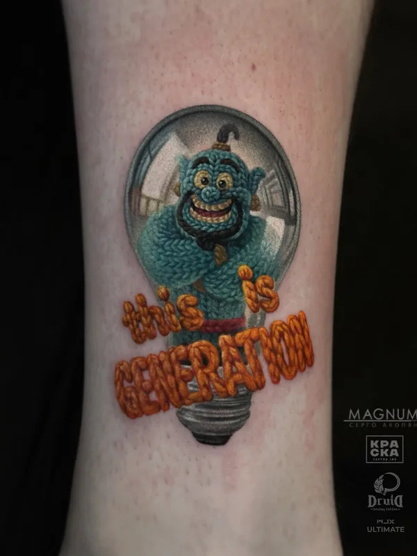 male color authorsstyle Tatuaggio su shin #102070 | Tatuatore Серго Акопян