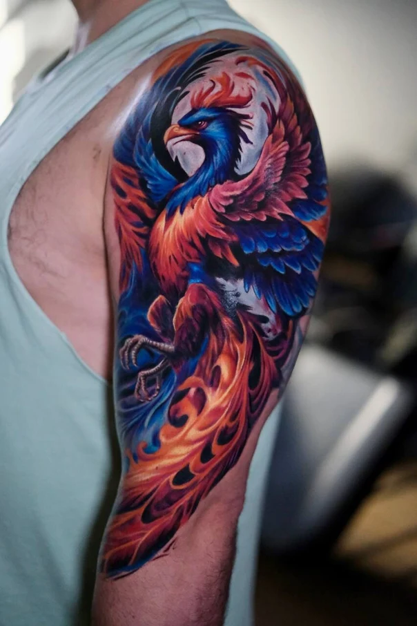 Illustrative Phoenix tattoo on Full Sleeve