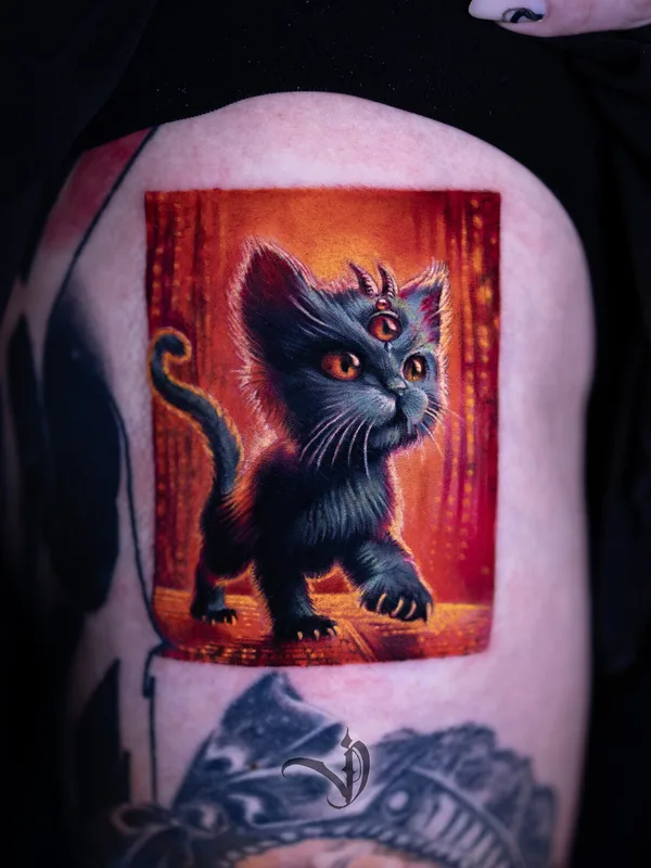 female color miniature tattoo auf thigh #92236 | Tätowierer Дмитрий Варлаков