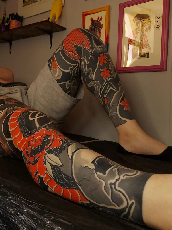 color japanese татуировка на full leg #99598 | Тату мастер Ксения Жаворонкова