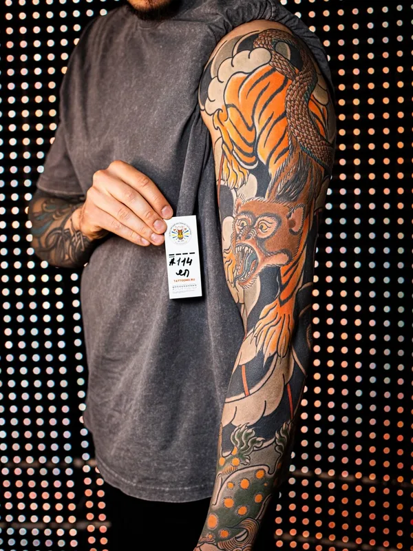 male color japanese татуировка на full sleeve #99600 | Тату мастер Ксения Жаворонкова