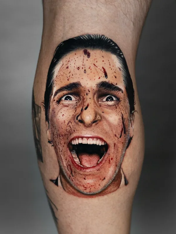 male color realism 纹身 在 calf #92700 | 纹身师 Anastasis Koukoulas