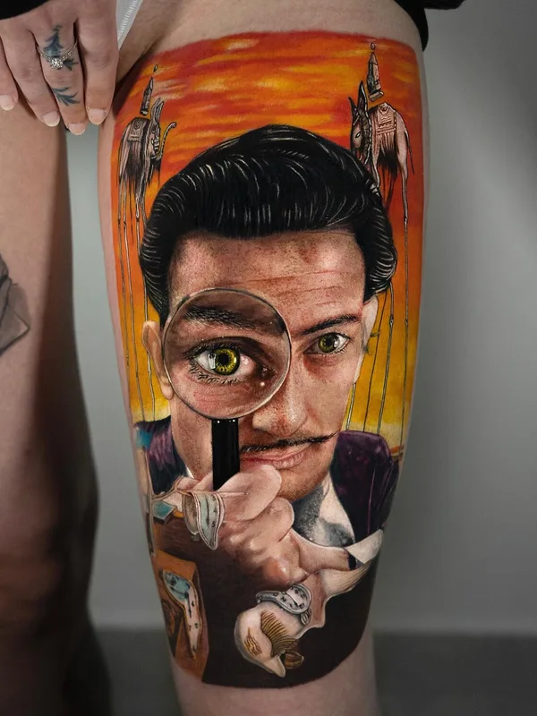 color realism 纹身 在 thigh #92698 | 纹身师 Anastasis Koukoulas