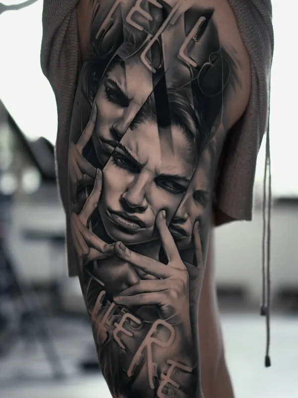 female black and grey realism 타투 부위 thigh #100737 | 타투이스트 Dan Starr