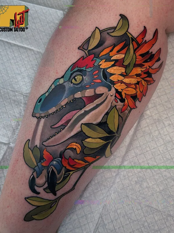male color neotraditional Tatuaggio su leg #101264 | Tatuatore Паш Тет