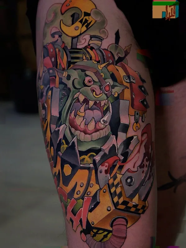 male color newschool Tatuaggio su leg #101267 | Tatuatore Паш Тет