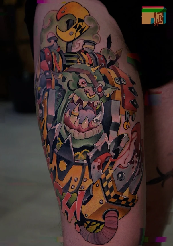 Нью-скул Orc, Warrior tattoo на Бедро