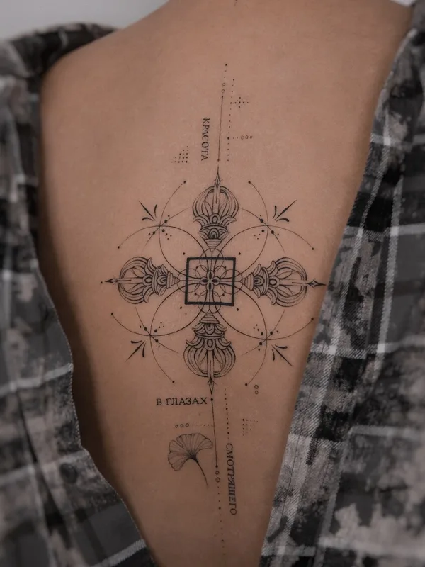female black fineline tattoo auf back #94022 | Tätowierer Juliaavoo