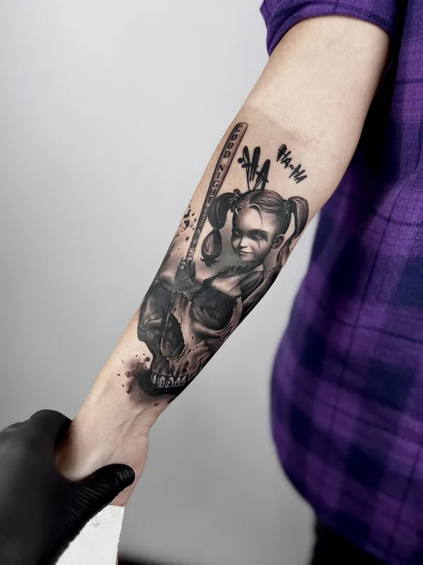 female blackandgrey authorsstyle 纹身 在 forearm #104305 | 纹身师 Павел Задорожняк