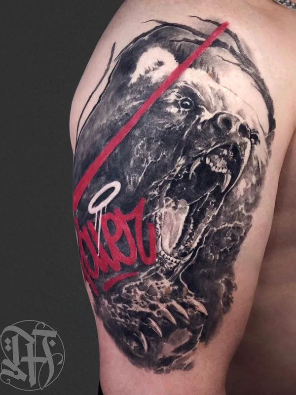 male blackandgrey authorsstyle 纹身 在 shoulder #93454 | 纹身师 Саша Мезо