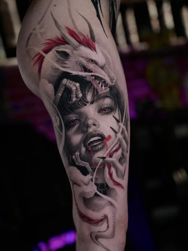 female color realism tatouage sur upper arm #99513 | Artiste tatoueur Василиса Леварт