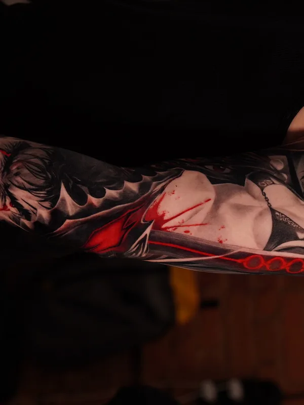 color anime tatouage sur full sleeve #99512 | Artiste tatoueur Василиса Леварт