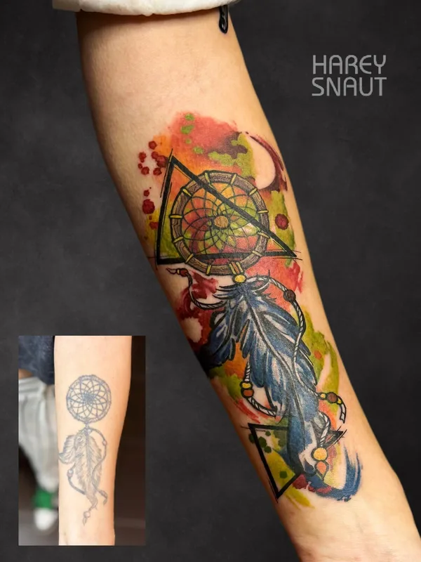 female color watercolor tattoo on forearm #102548 | Tattoo Artist Harey Snaut
