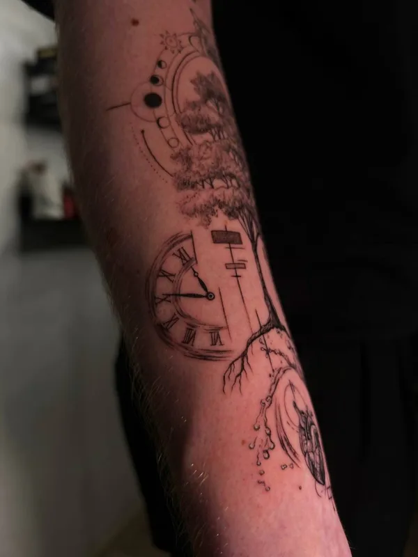 black and grey fineline Tatuagem em forearm #130423 | Tatuador Dmitriy Makabr