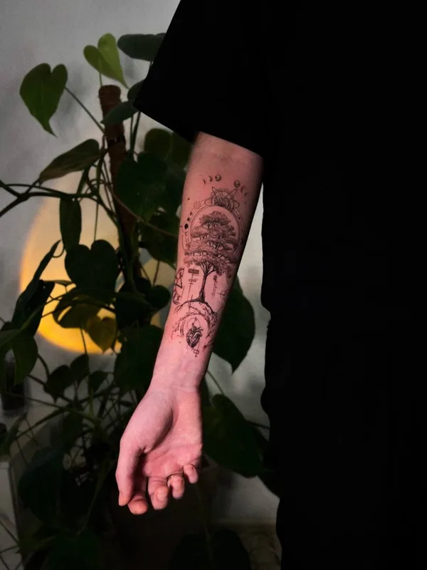 black fineline Tatuagem em forearm #130424 | Tatuador Dmitriy Makabr