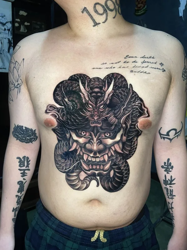 male blackandgrey japanese татуировка на breast #96452 | Тату мастер Demunik Tattoo Artist Philippines