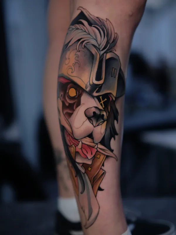 color neo-traditional tattoo auf calf #91578 | Tätowierer Турал 