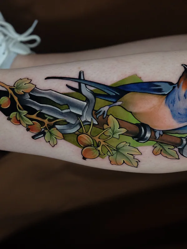 color illustrative tattoo auf calf #91586 | Tätowierer Турал 