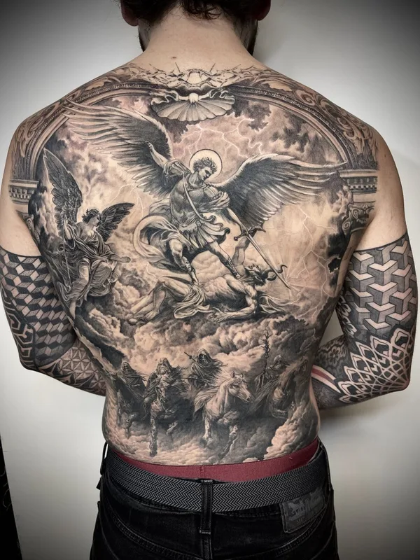 male black and grey realism татуировка на full back #128943 | Тату мастер ERIC M.
