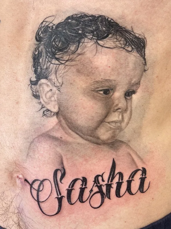 black and grey realism татуировка на stomach #128945 | Тату мастер ERIC M.