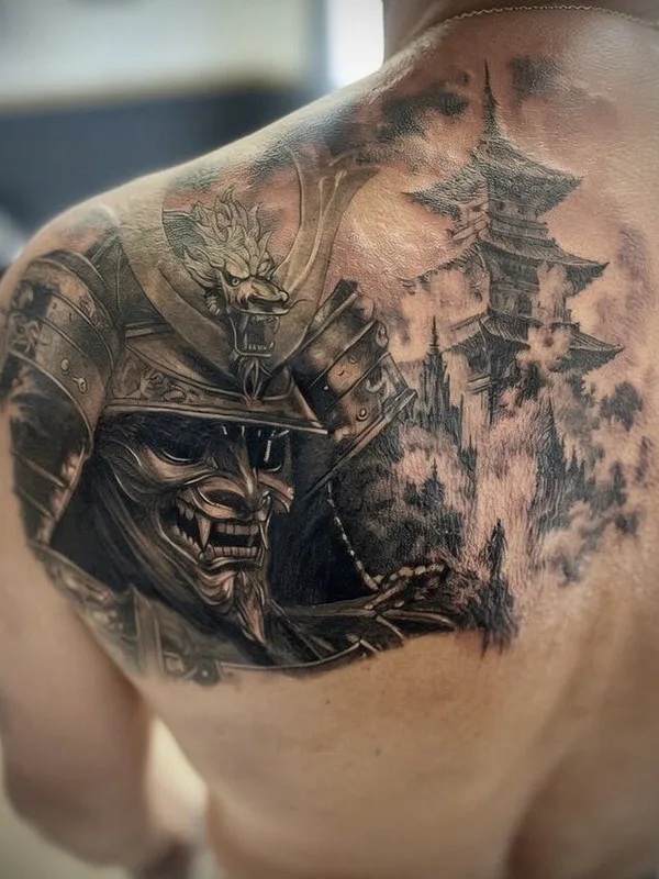 male black and grey realism татуировка на upper back #130341 | Тату мастер ERIC M.