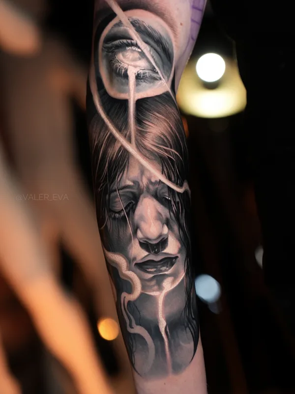 male blackandgrey realism Tatuaggio su forearm #91293 | Tatuatore Лера Valer_eva