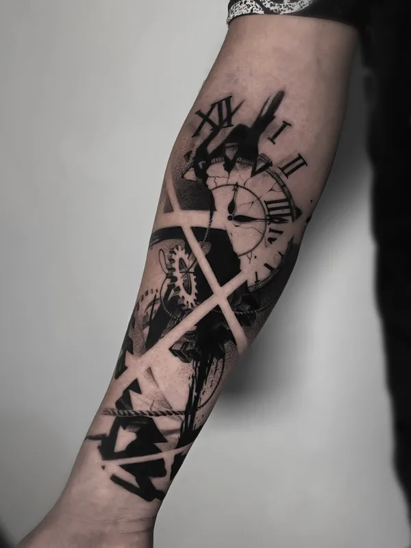 black and grey blackwork tattoo on forearm #98026 | Tattoo Artist Alexander Mironenko