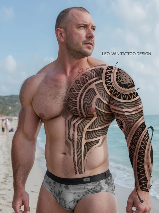 Трайбл / Племенная Geometric, Abstract tattoo на Грудь