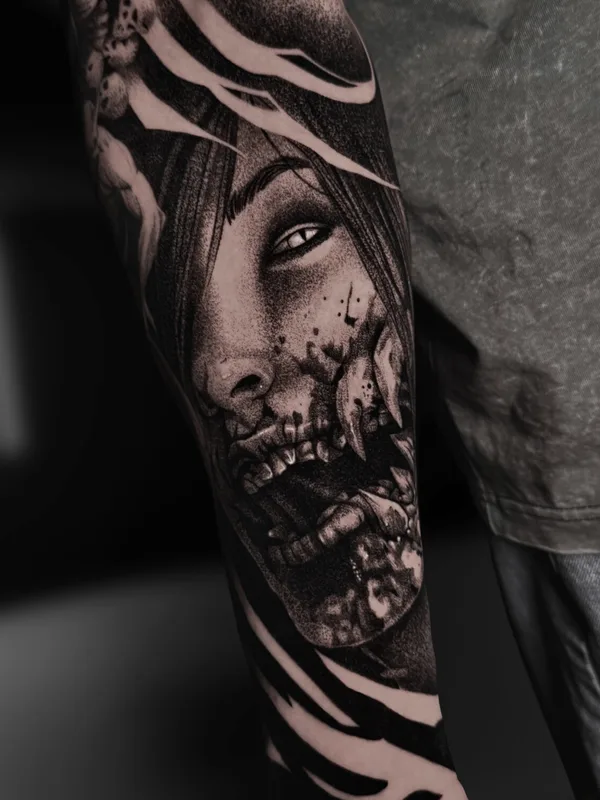 black and grey black and grey Tatuaggio su forearm #97030 | Tatuatore Андрей Сухов