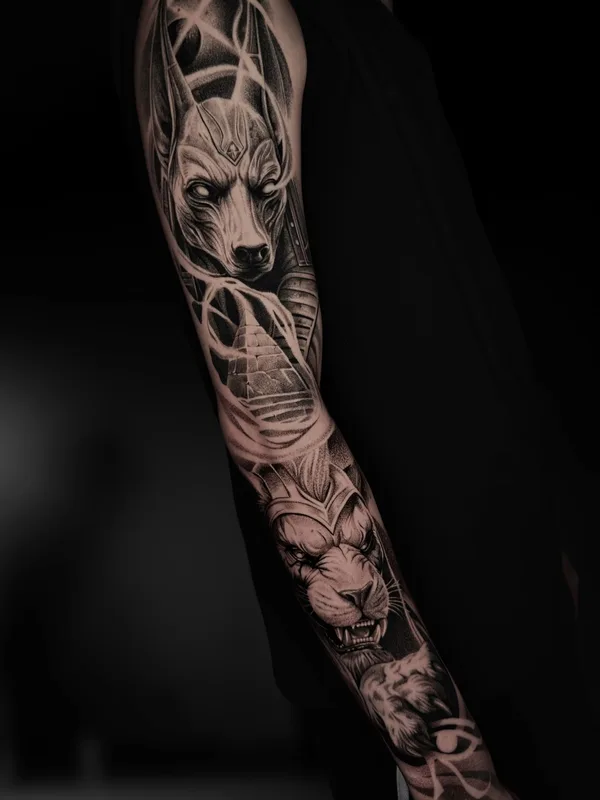 black and grey realism Tatuaggio su full sleeve #101165 | Tatuatore Андрей Сухов