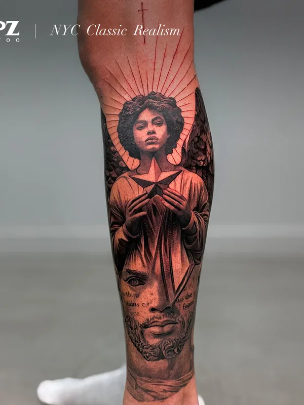 male blackandgrey realism Tatuaggio su leg #93284 | Tatuatore Apz Tattoo