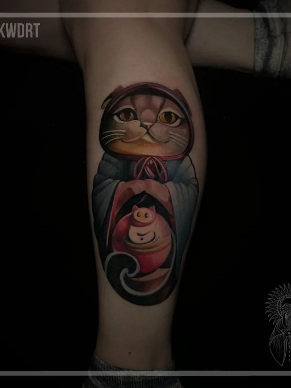 female color newschool Tatuaggio su calf #95747 | Tatuatore Константин Квадрат
