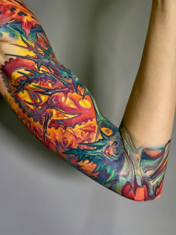 color abstract 纹身 在 full sleeve #97060 | 纹身师 Kirill Putiatin 