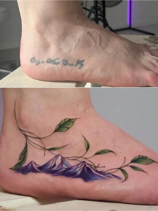 color coverup 纹身 在 leg #99796 | 纹身师 Екатерина Гарнет / Katy Garnet